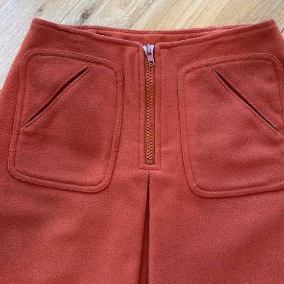 Gap Miniskirt Felted Wool Mod Burnt Orange Size 0 - Picture 2 of 5